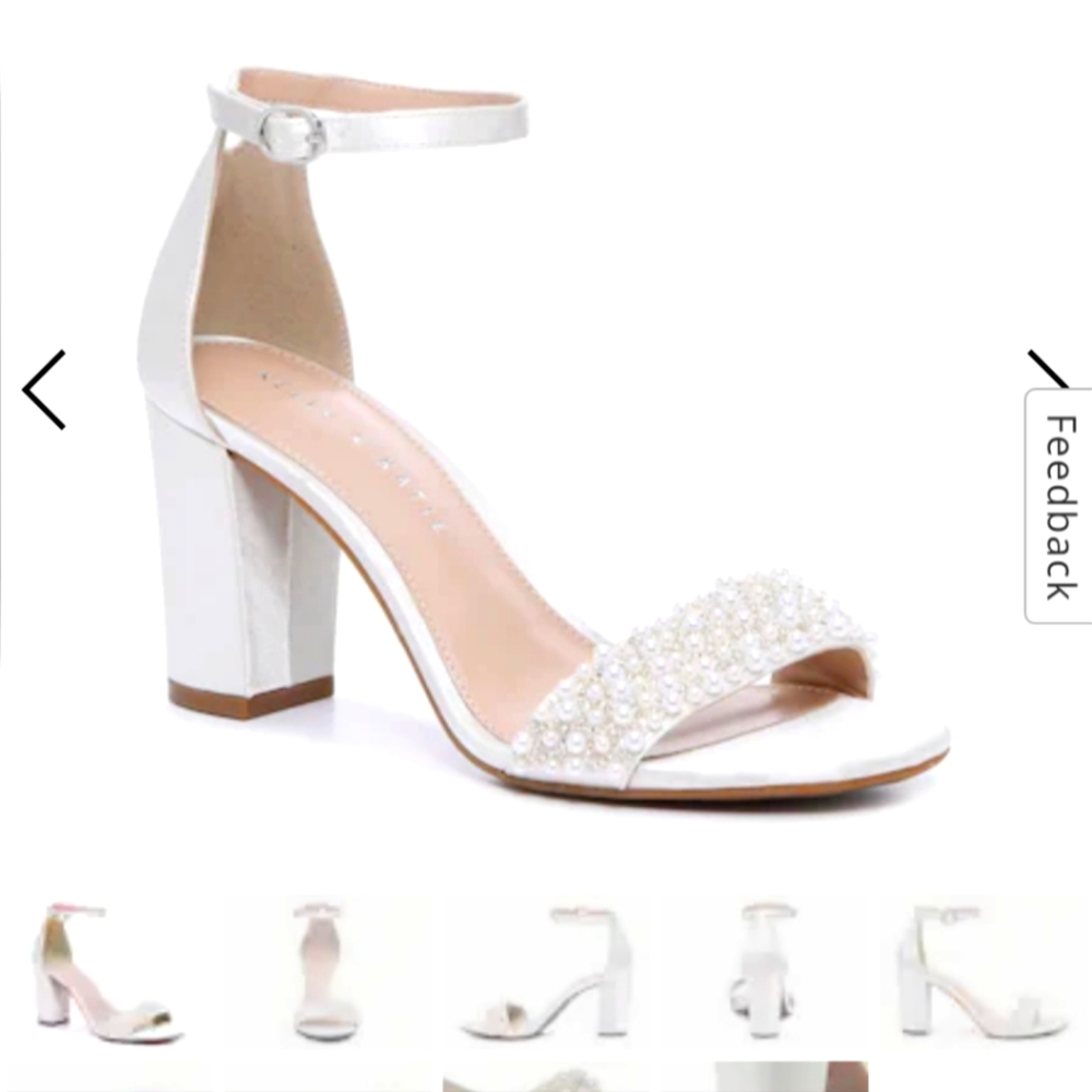 NIB Kelly & Katie Hildie Satin Beaded Block Heel Pumps
